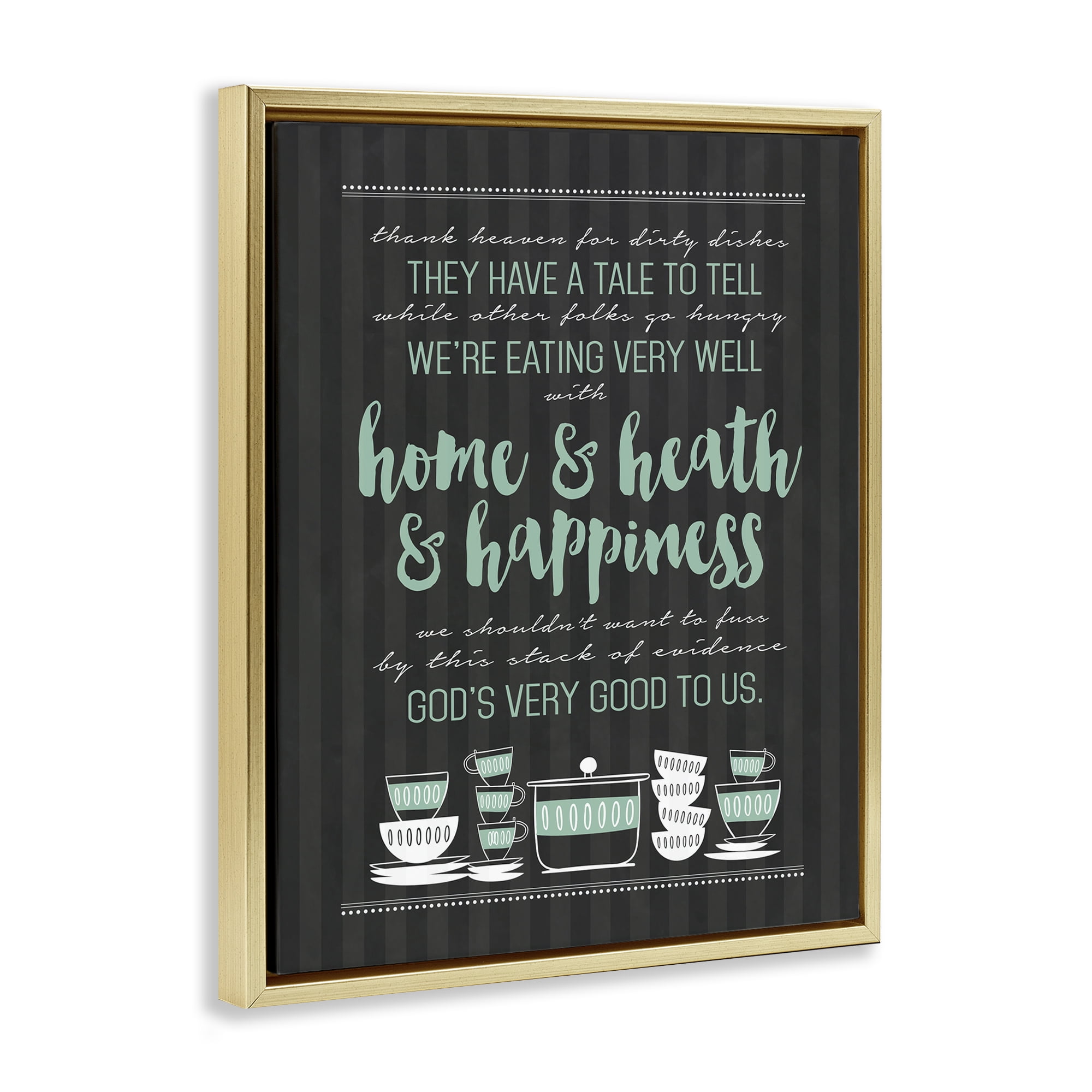 God's Good To Us Kitchen Gold Framed Floater Canvas Wall Art, design by Lettered and Lined