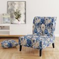 thumbnail image 2 of Designart "Élégance Néo-Victorienne : Motif Roses Bleues II" Chaise d'Appoint Rembourrée Motif Roses Bleues - Fauteuil Cottage pour Salon, 2 of 7