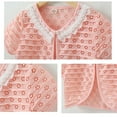 thumbnail image 4 of WIBACKER 1-8T Toddler Kid Knit Cardigan Shrug Girls Short Sleeve Pearl Flower Bolero Shoulder Jacket, 4 of 6