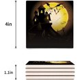 thumbnail image 3 of FMSHPON Halloween Bat Castle Set of 6 Coaster for Drinks, Absorbent Ceramic Stone Coasters Cup Mat with Cork Base for Home Kitchen Room Coffee Table Bar Decor, 3 of 4