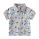 thumbnail image 1 of Gibobby Blusas Elegantes Camisa para niños pequeños con estampado de dinosaurio de dibujos animados, chaquetón de manga corta con botones, camisa para niños y niñas(Gris, 18-24 Meses), 1 of 5