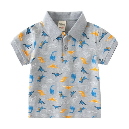 

Toddler Boys Girls Tops Cartoon Dinosaur Prints Short Sleeve Button Shacket Outwear Shirts for Boys Girls Size 2-3T