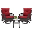 thumbnail image 3 of STARY Outdoor Swivel Rocker Chairs with Coffee Table, 3 Pieces Wicker Patio Furniture Set, Rattan Outdoor Bistro Set for Backyard, Red, 3 of 10