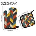 thumbnail image 2 of Yayeee Oven Mitts and Pot Holder Set of 2 Heat Resistant Kitchen Gloves Baking Hot Pad, Red Geometric, 2 of 5
