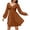 Orange, variant on Fancyglim Women's Twist Front Dress Square Neck Long Sleeve Smocked Back A-Line Party Dresses Orange M