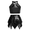 thumbnail image 2 of zdhoor Kids Girls Jazz Dance Outfits Sequin Crop Top Skirts Activewear Black 8, 2 of 5