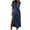 Blue, variant on Women's Casual Loose Striped Printed Tshirt Long Dresses Short Sleeve V Neck Side Split Swing Maxi Summer Beach Sun Dress