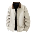 thumbnail image 2 of Winter Jackets for Men Casual Zippered Lapel Collar Multi Pocket Warm Outerwear Long Sleeved Hoodless Button Windbreaker Jacket Fashion Casual Coats, 2 of 8