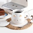 thumbnail image 4 of Taza de café de cerámica casera con cuchara de acero inoxidable - Diseño de gato - Para amantes de los gatos - Para mujeres y niñas, 4 of 5