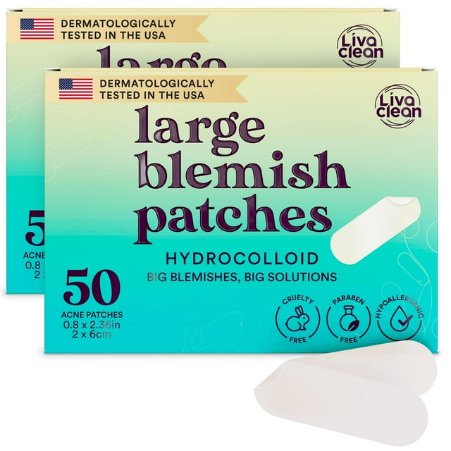 Parches hidrocoloides para el acné LivaClean LC 100 CT, paquete de 2