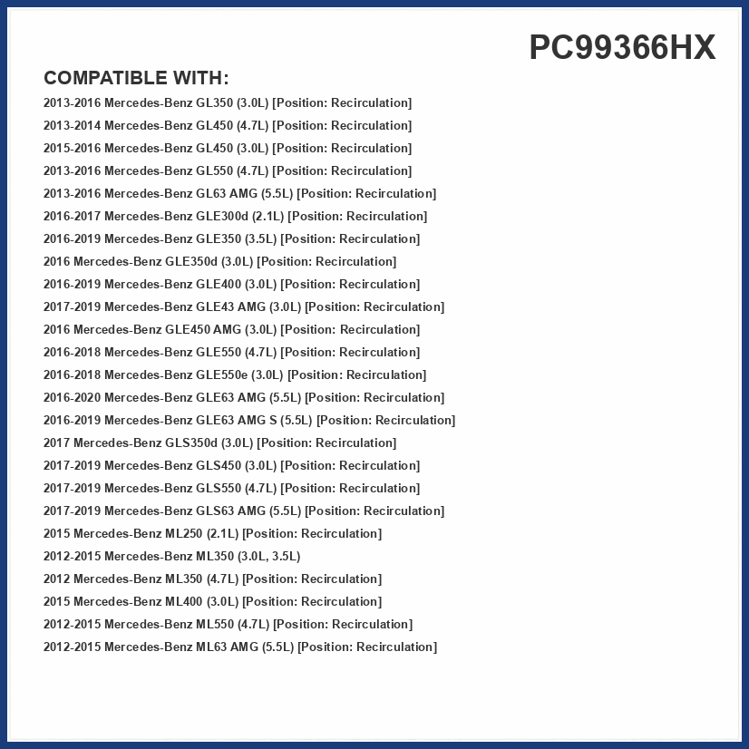 PUREFLOW PC99366HX HEPA Cabin Air Filter | Fits 2016-2019 Mercedes-Benz GLE350 3.5L, GLE400 3.0L, GLE63 AMG S 5.5L; 2012-2015 ML350 3.0L, 3.5L, ML550 4.7L, ML63 AMG 5.5L