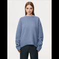 thumbnail image 4 of Suéter de Mujer, Cuello Redondo, Larga, Holgado, Tejido Suave, Dobladillo Acanalado, para Otoño e Invierno. Azul Niebla Talla Única, 4 of 9