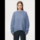 thumbnail image 4 of Suéter de Mujer, Cuello Redondo, Larga, Holgado, Tejido Suave, Dobladillo Acanalado, para Otoño e Invierno. Azul Niebla Talla Única, 4 of 9