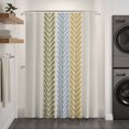 thumbnail image 2 of Green Blue Yellow Botanical Shower Curtain - Water Repellent Fabric Shower Curtains Washable, Farmhouse Vertical Leaves Decorative Polyester Cloth Bathroom Curtains Modern Bath Decor 36"x72", 2 of 8