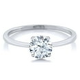 thumbnail image 2 of Gem Stone King 10K White Gold White Created Sapphire Solitaire Engagement Ring for Women (1.00 Cttw, Round 6MM, Gemstone September Birthstone, Size 5.5), 2 of 5