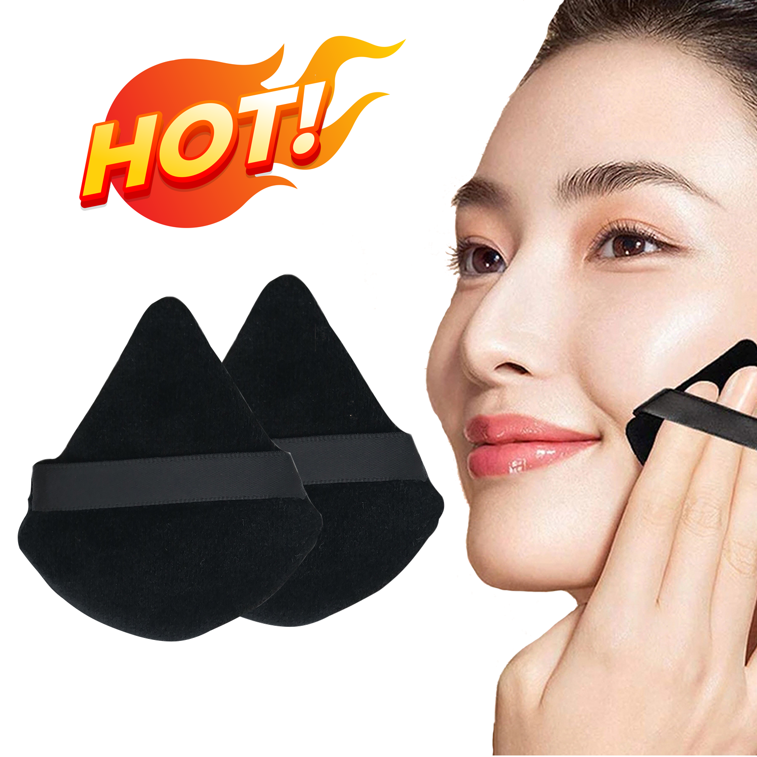 Triangle Powder Puff Face Cosmetic Tool Reusable Velour Cotton Puff Makeup Sponge Gift for Women