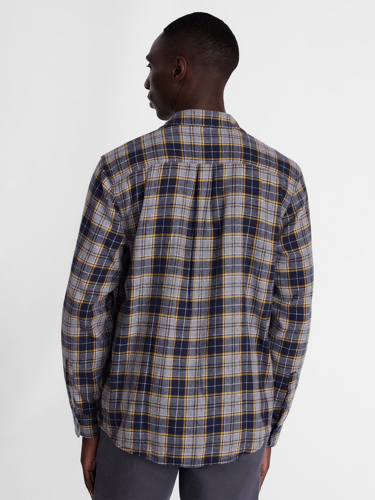 George Men's and Big Men's 100% Cotton Double Pocket Flannel Shirt, Sizes XS-3XLT