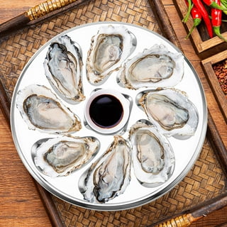Jinyi Oyster Grill Pan Stainless Steel Oyster Plate Oyster Serving Tray For  Home Restaurant Bbq (1pc, Silver)