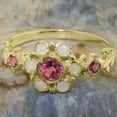 thumbnail image 5 of LBG British Made 9k Yellow Gold Natural Pink Tourmaline & Opal Womens Anniversary Ring - 33 size options - Size 5, 5 of 7