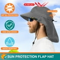 thumbnail image 4 of SUN CUBE Wide Brim Sun Hat with Neck Flap, Fishing Hiking for Men Women Safari, Neck Cover for Outdoor Sun Protection UPF50+ | Gray, 4 of 8