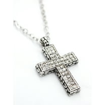 Rhinestone Cross Charm Necklace & Earring Set - NE-11574