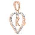 thumbnail image 2 of 10K Rose Gold Diamond Heart Pendant Dangling Initial K Cut Out Charm 0.10 Ct., 2 of 6