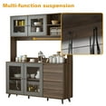 thumbnail image 6 of MONSLIPA Kitchen Pantry Storage Cabinet, Kitchen Hutch Sideboard Buffet Cabinet Wood Cupboard with Glass Door and 4 Storage Drawers, Walnut, 6 of 7