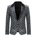 thumbnail image 4 of RUTAYY Men's Outfits Sequins Tuxedo Party Dance Wedding One Button Long Sleeve Jacket and Pants Elegant Chic Sets, 4 of 4