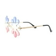 thumbnail image 3 of Hippie Tie Dye Daisy Rimless Round Groovy Sunglasses Gold - Blue Pink, 3 of 4