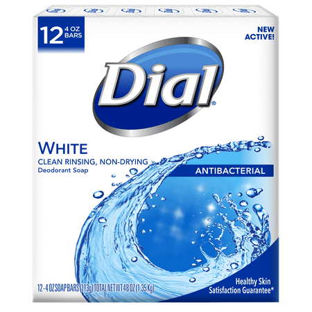 3.5 Ounce Organic Soap - Dial Antibacterial Deodorant Bar Soap, White, 4 Ounce Bars, 12 Count