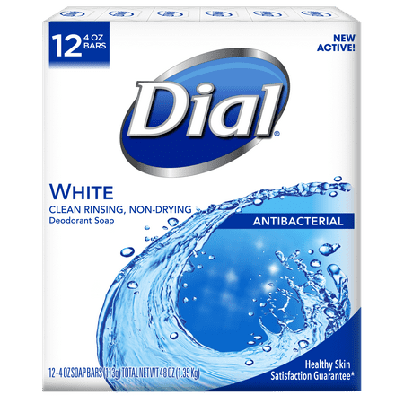 Dial Antibacterial Deodorant Bar Soap, White, 4 Ounce, 12 (Best Soap For Vagina)