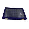 thumbnail image 1 of Lints Jewelry Organizer Large Capacity Storage Box Tray Necklace Rings Holder with Lid for Home Travel Multifunction Case Dark Blue, 1 of 9