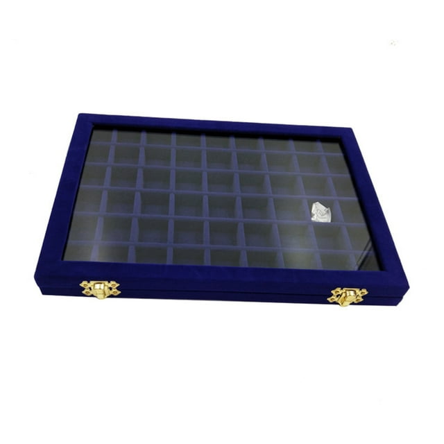 Lints Jewelry Organizer Large Capacity Storage Box Tray Necklace Rings Holder with Lid for Home Travel Multifunction Case Dark Blue