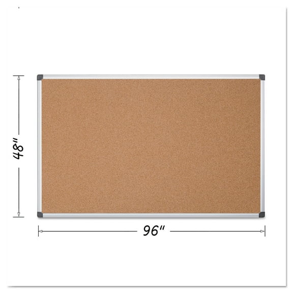MasterVision Value Cork Bulletin Board with Aluminum Frame, 48 x 96, Natural