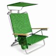 thumbnail image 1 of Bliss Hammocks Folding Beach Chair Recliner with Canopy, Green Banana Leaves, 1 of 8