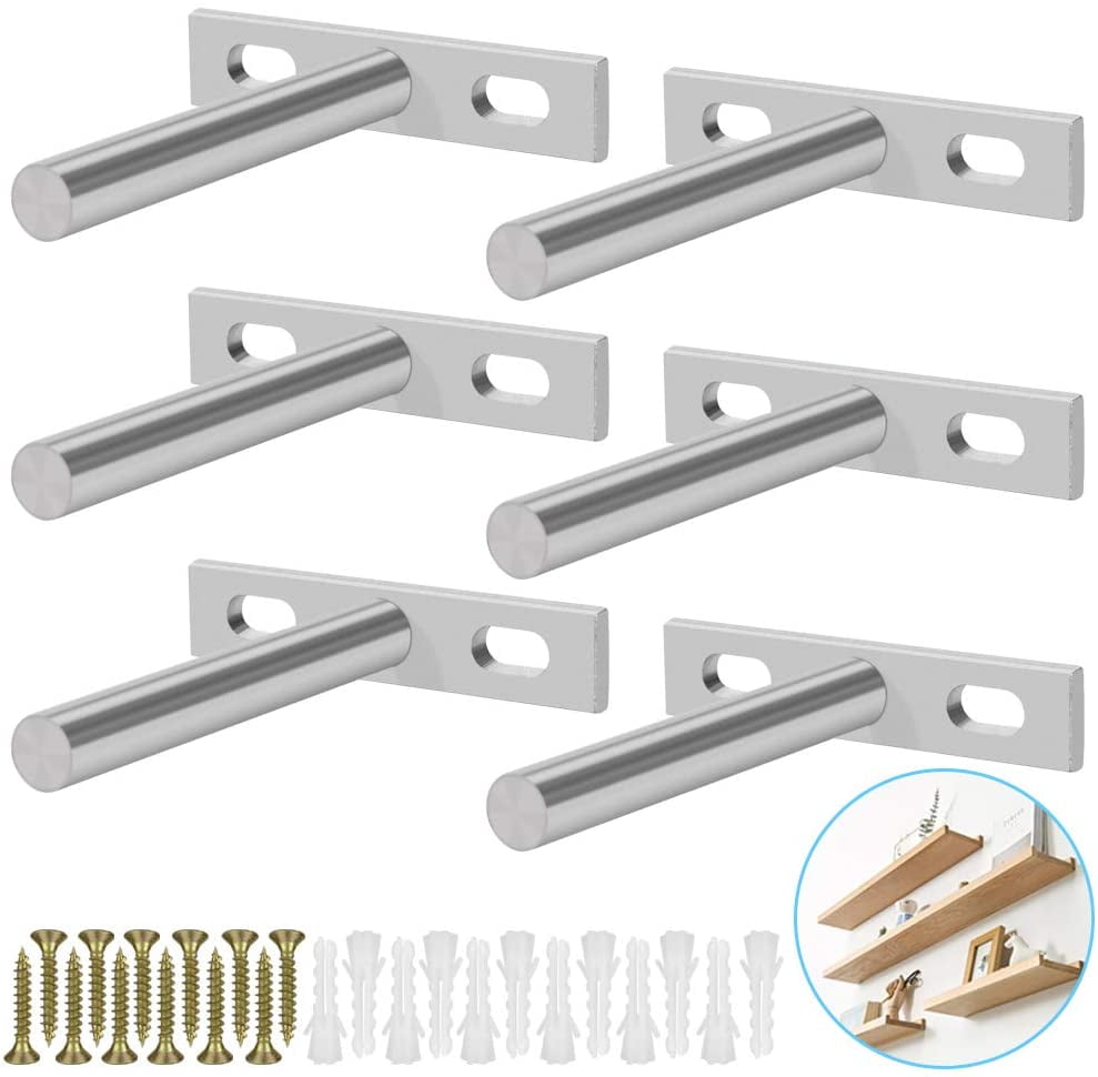 BUZIFU 6 Pcs Floating Shelf Brackets 3 Inch Blind Shelf Supports Heavy