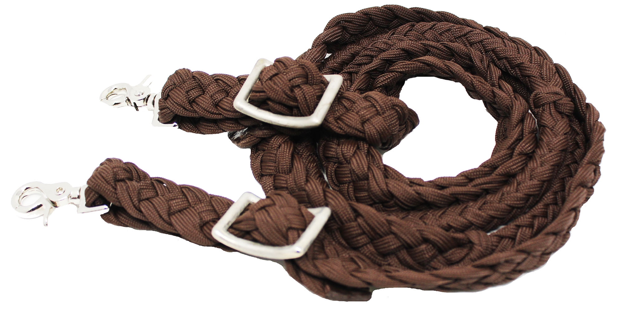 Roping Knotted Horse Tack Western Barrel Reins Rein Nylon Braided Brown