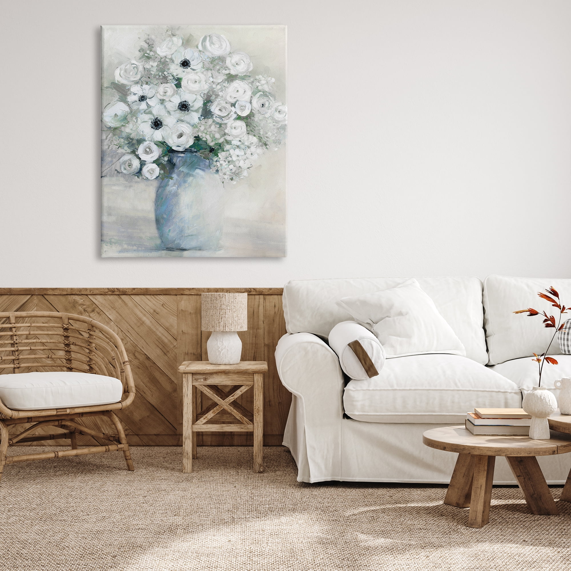 Stupell Industries Mixed White Peonies & Poppies Bouquet Traditional Painting Painting Gallery Wrapped Canvas Print Wall Art, Design by Sally Swatland