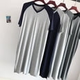 thumbnail image 5 of Kureaily Male Thin Splicing Long Casual Home Wear Comfortable V Neck Large Size Cotton Short Sleeved Soft Loose Pajamas T-Shirt Pajama Set, 5 of 5