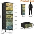 thumbnail image 3 of Tall Dresser for Bedroom, Storage Dresser Organizer with 7 Fabric Drawers, Nightstand Furniture in Closet, Entryway, Hallway,Vintage Pattern, 3 of 14
