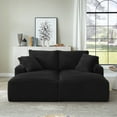 thumbnail image 3 of Compressible Double Chaise Lounge with Cupholders, No Assembly Required, Fluffy Modern Sleeper Loveseat for Indoor Living Room Bedroom Reading (Black), 3 of 10