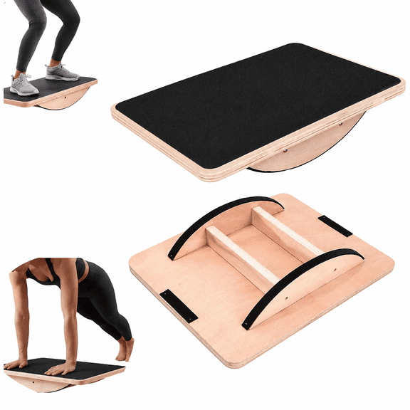 Wooden Balance Board Wobble Board for Adults, Anti-Slip Wobble Balance Boards for Physical Therapy Core Strength, Standing Desk Fitness, 1 Piece