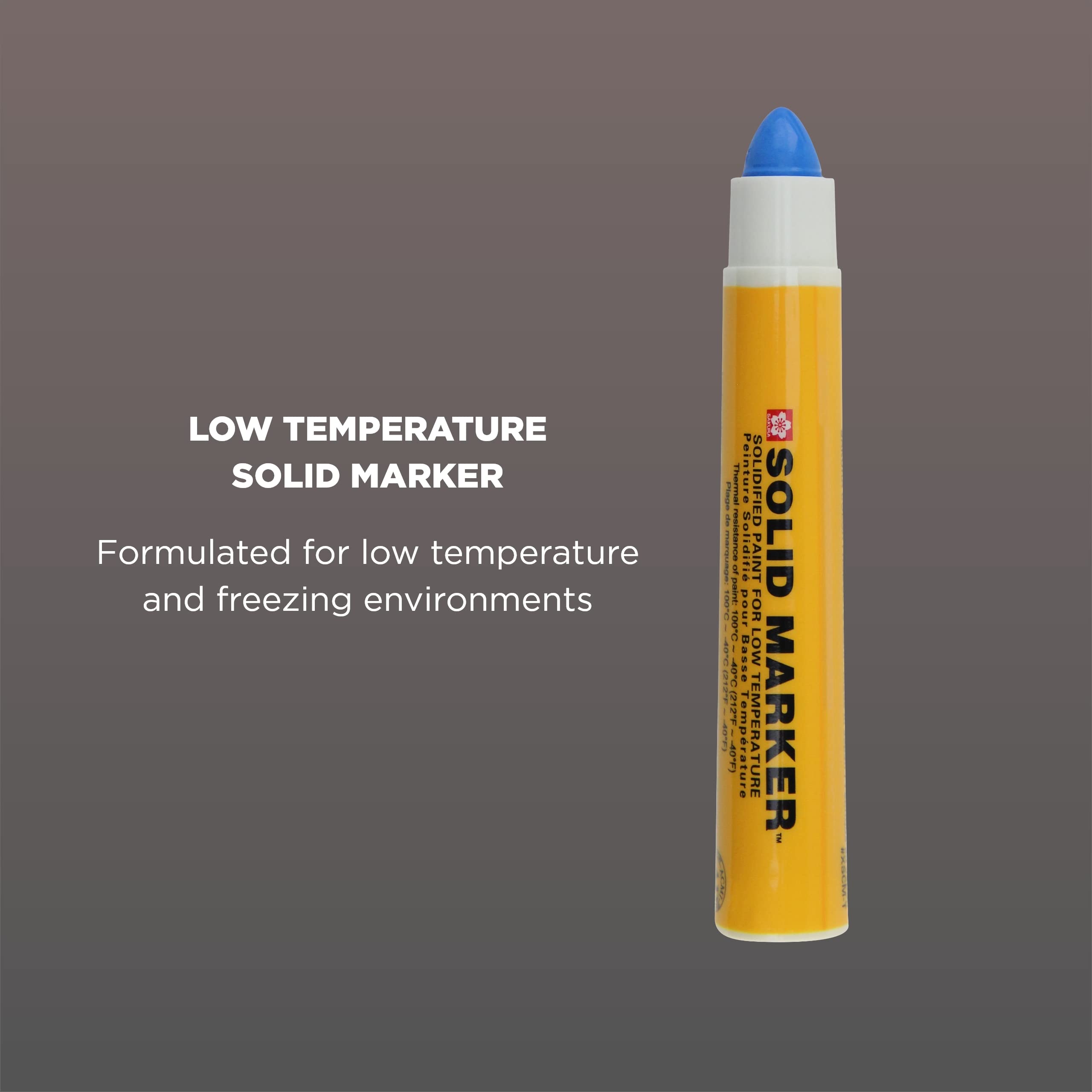 Sakura Mini Solid Paint Markers with Push Up Tip - Low Temperature Permanent Marker Pens - Window, Wood, & Glass Marker - 10 mm Tip - Blue Paint - 12 Pack