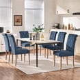 thumbnail image 3 of Topeakmart 2pcs Classic Fabric Upholstered Tufted Dining Chairs, Blue, 3 of 7