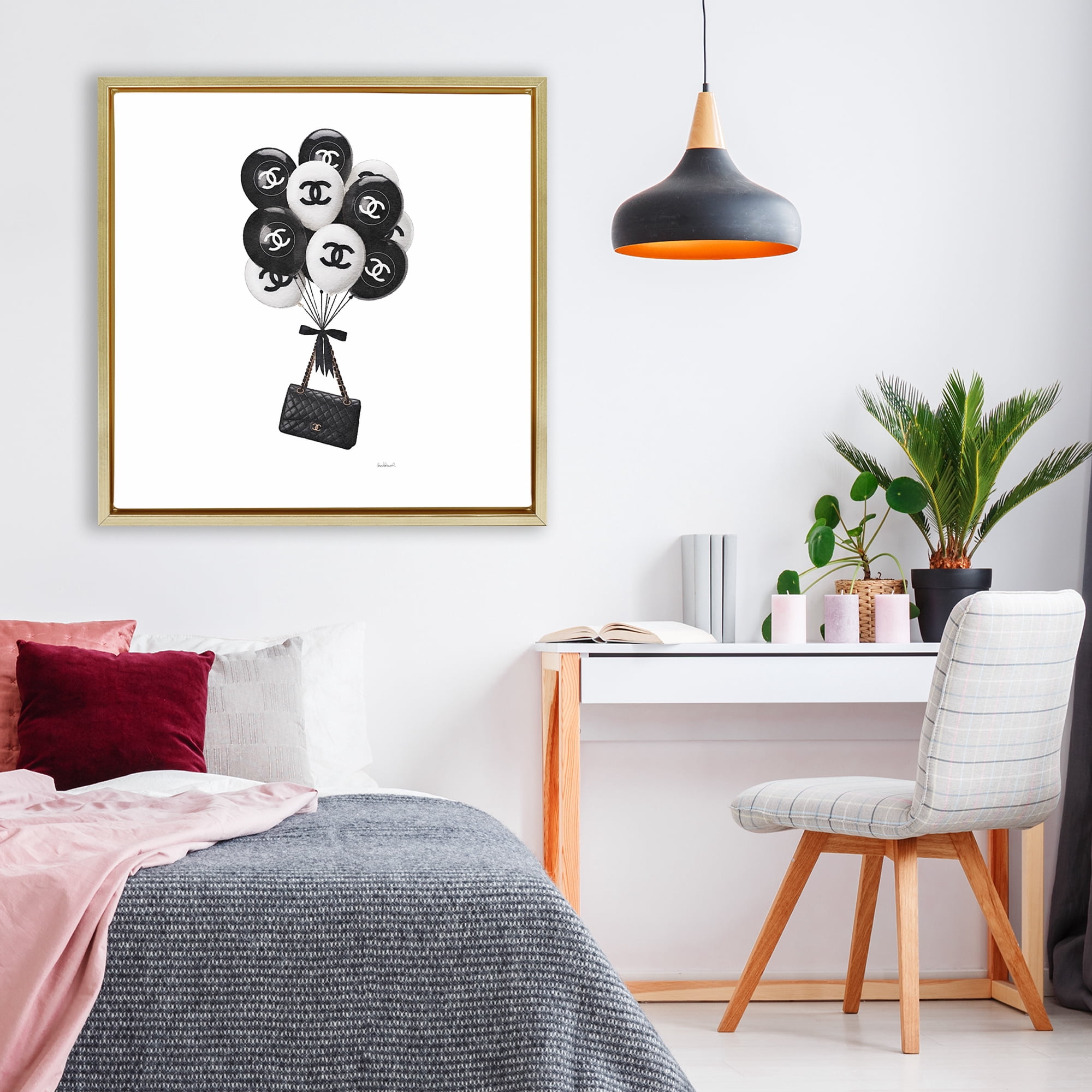 Stupell Industries Chic Balloons & Purse Gold Framed Floater Canvas Wall Art, design by Amanda Greenwood