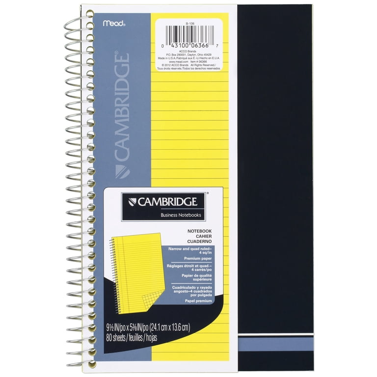 Leitz A4 Stiff Cover Notebook - 90 Sheets Ruled, 90 GSM Ivory Paper, Wire Bound, Yellow Office Notebook