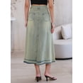thumbnail image 3 of DARING DIVA Women's Wash Frayed Hem A Line Long Jean Skirt X-Small Faded Blue, 3 of 6