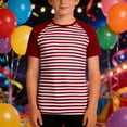 thumbnail image 2 of Boys Carnival Stripe Print Short Sleeve T Shirt Colorful Festive Graphic Tee Kids Blend Casual Top Clothes, 2 of 4