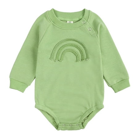 

Boys Girls Romper Long Sleeve Rainbow Print Romper Tops Bodysuit Baby Clothes