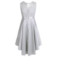 thumbnail image 2 of MSemis Girls Princess Lace High-Low Hem Wedding Bridesmaid Flower Girls Dress, 2 of 7